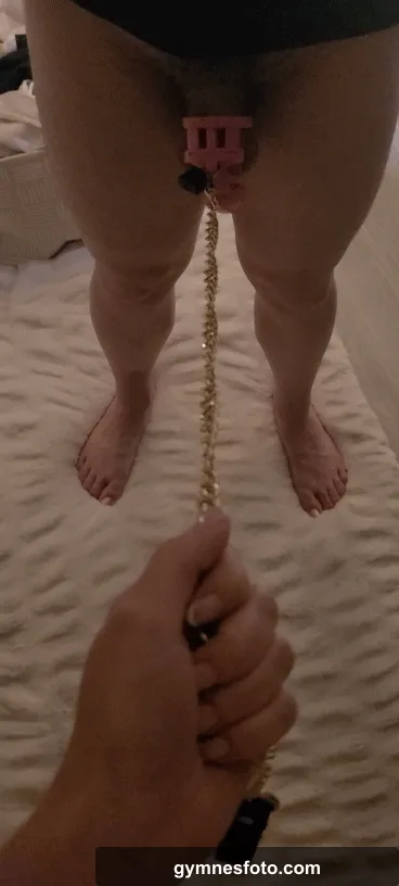 It's a girl's night, which means he is caged and getting lea